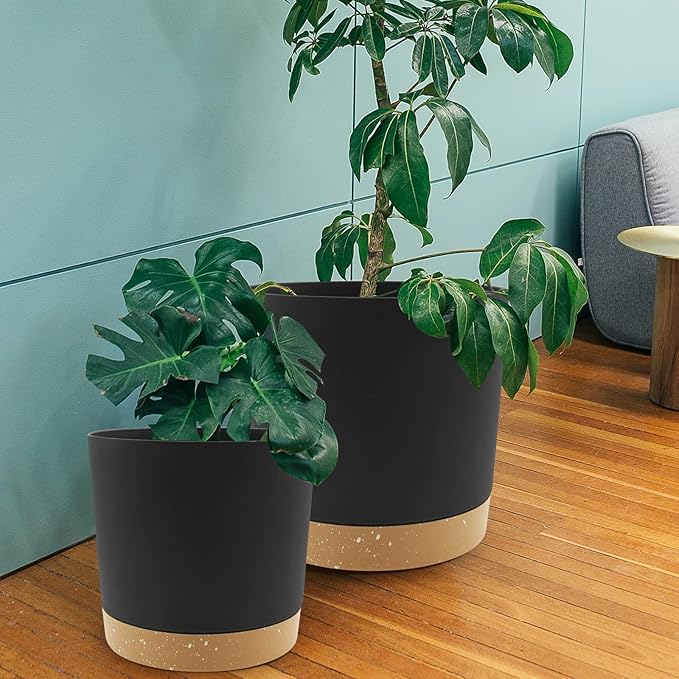QCQHDU 12 inch Plant Pot, 2 Pack Planters - Image 6