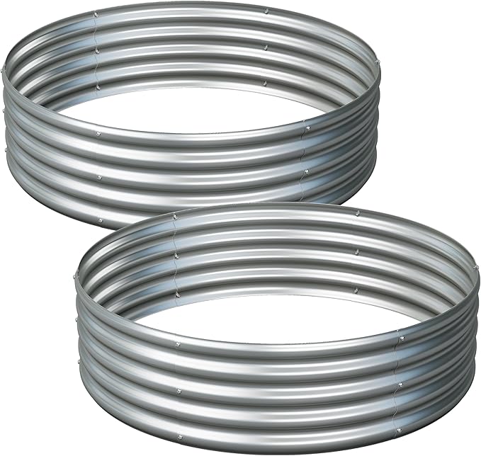 2PCS 4x4x1FT Galvanized Raised Garden Bed Kit, Vegetable Boxes-Round Metal by Yortrek