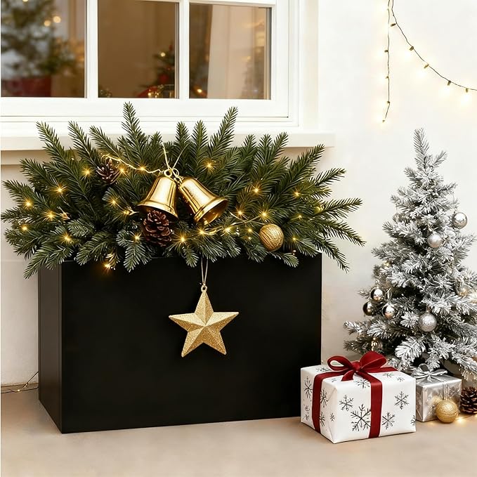 Black Steel Metallic Heavy Planter 30" x 12" x 24" - Image 2