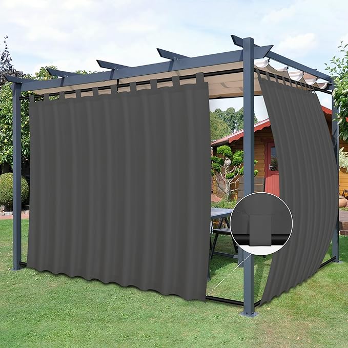 Easy-Going Outdoor Patio Curtains Detachable Tab Top Windproof Weatherproof by Easy-Going