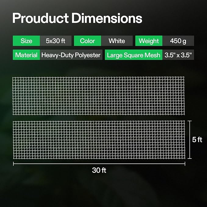 VIVOSUN 5 x 30 ft. Plant Trellis Netting, Heavy-Duty Polyester Grow Net - Image 6
