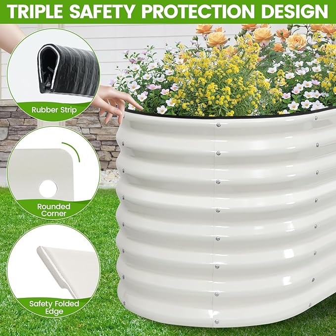 Galvanized Raised Garden Bed Outdoor 24'' Deep | Oval Metal Garden Beds - Image 5