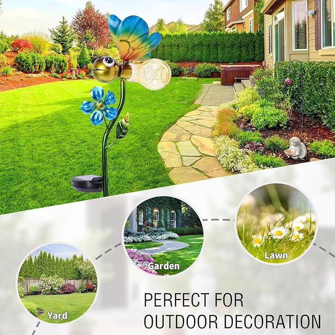 Decorative Solar Lights Outdoor Solar Bee Stake Lights Metal Decorative Garden - Image 4