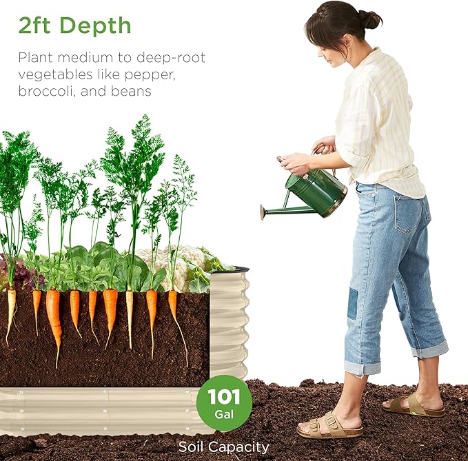 Best Choice Products 4x2x2ft Outdoor Metal Raised Garden Bed, Oval Deep Root - Image 2