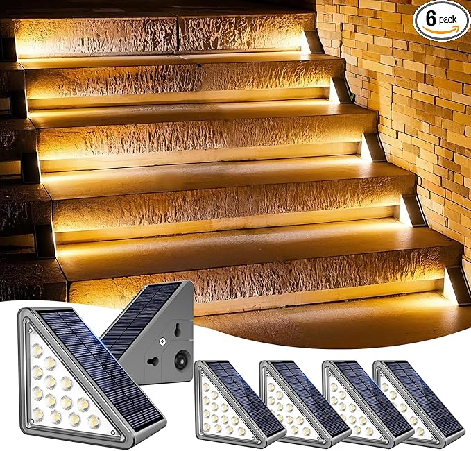 DAMINY Solar Step Light for Outside, 2 Lighting Modes, Stair Light Outdoor by DAMINY