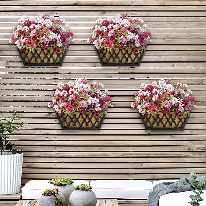 4 Pack 12 Inch Window Boxes Planters Railing Planter Box - Image 3