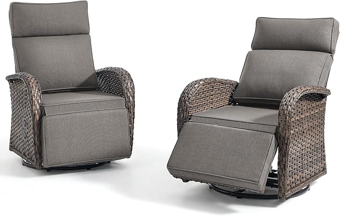 Zero Gravity Patio Swivel Rocking Recliner Chairs Set of 2 - Image 7
