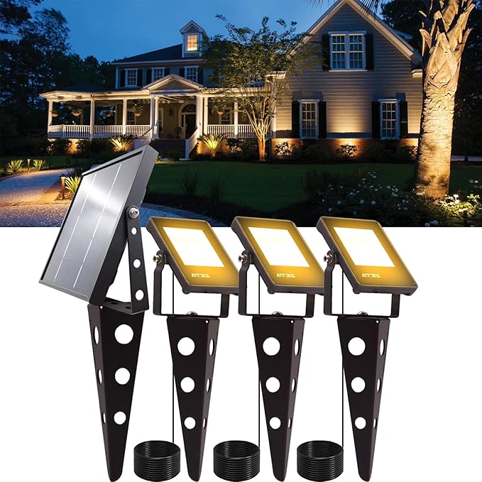Solar Spotlights Outdoor Waterproof, Zeta 3-in-1 Spot Lights Metal Warm White by Sunlife
