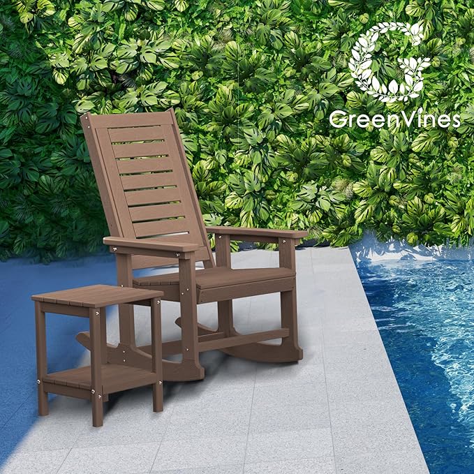 GREENVINES Outdoor Rocking Chairs | Set of 4 | Porch Rocker | HDPE Plastic | - Image 4