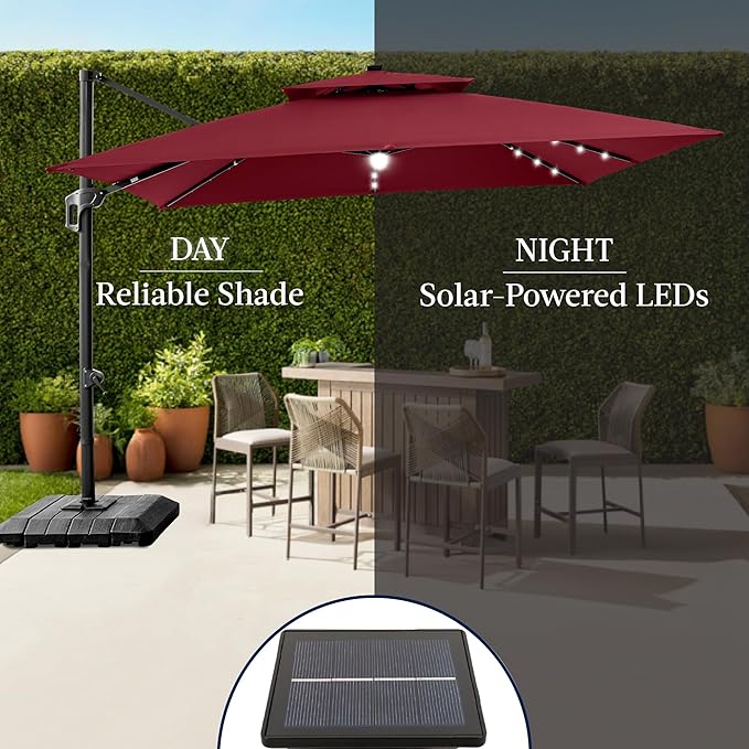 Best Choice Products 12x12ft LED Cantilever Patio Umbrella w/Base Included & - Image 6