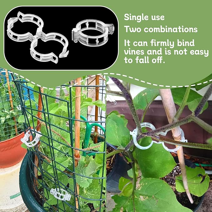 OJYUDD 200 Pcs White Plant Support Garden Clips, Secured Plastic Plant Clip - Image 5