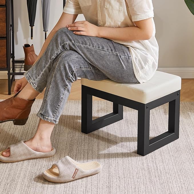 IBUYKE 16 Inch Small Foot Stool Ottoman, Rectangle PU Faux Leather Foot Rest - Image 2