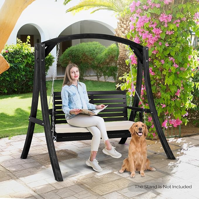 VINGLI Outdoor 4 FT Porch Swing, Heavy Duty 880 LBS Wooden Patio Swings - Image 7