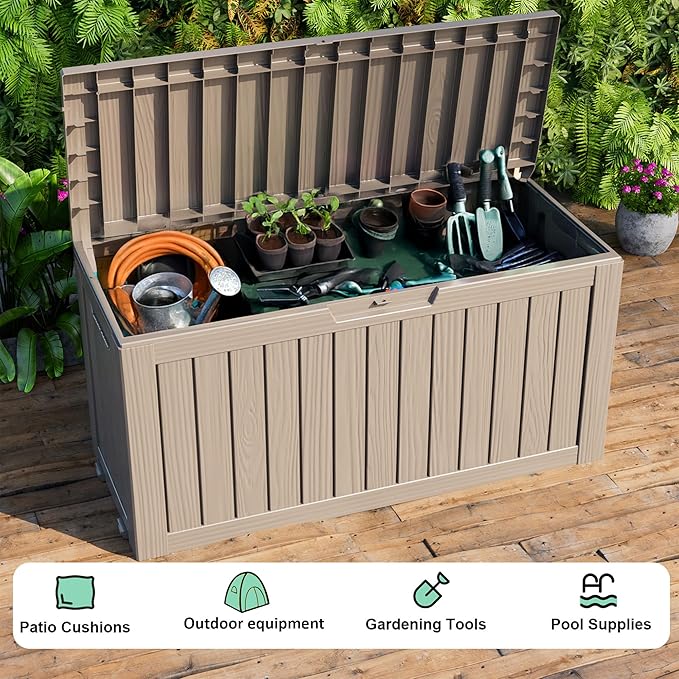 76 Gallon Outdoor Deck Box, Lockable Waterproof Outdoor Storage Boxes - Image 5