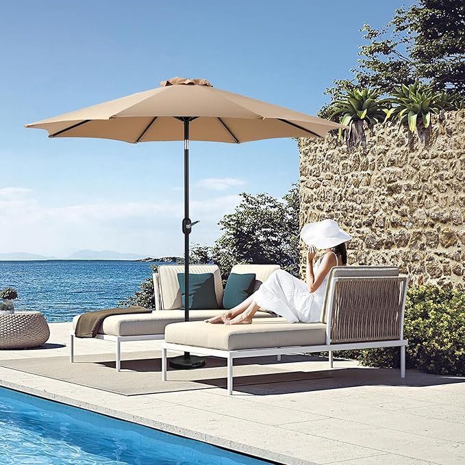 OLIXIS 9ft Patio Umbrella with Tilt and Crank Button & 8 Sturdy Ribs Waterproof - Image 7