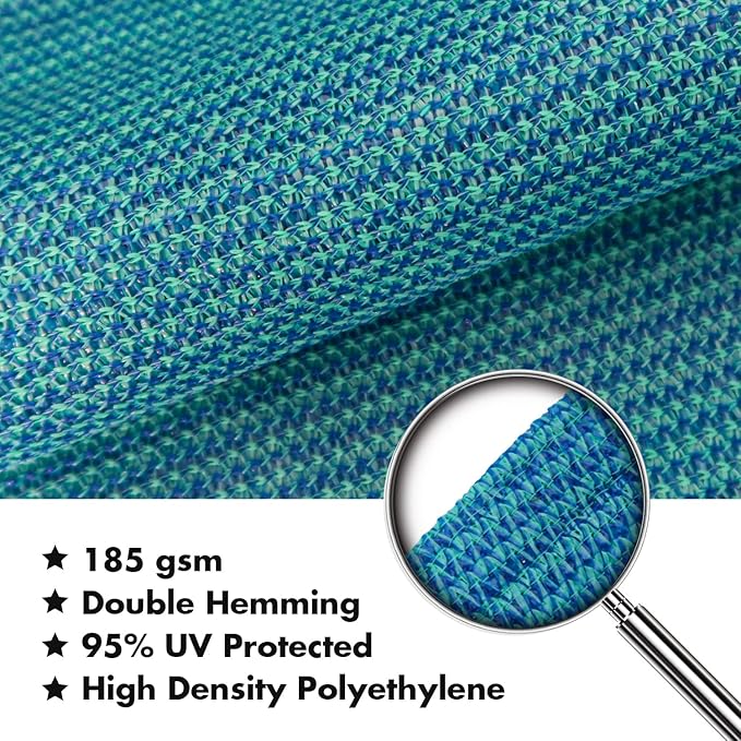 KANAGAWA 14'X14' Turquoise Mix Custom Size Sun Shade Sail Square UV Block - Image 4