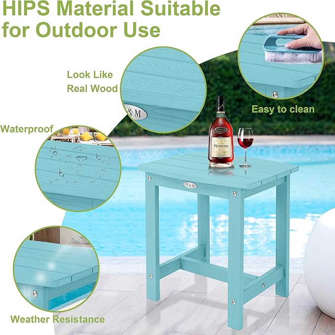 Y&M Outdoor Side Table, HIPS Adirondack Small Single Table, Waterproof Square - Image 5