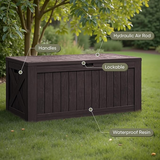 Flamaker Resin Deck Box 120 Gallon Waterproof Large Outdoor Indoor Storage Box - Image 2