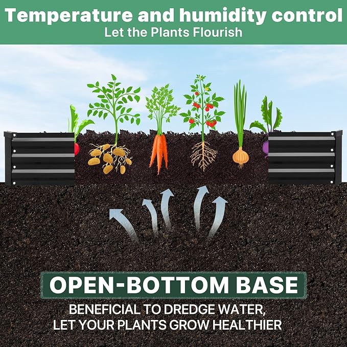 2 Pack 6×3×1ft Galvanized Metal Raised Garden Bed, Metal Planter Kit Box Outdoor - Image 4