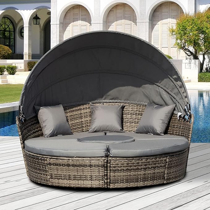 Outsunny 4-Piece Round Convertible Daybed - Image 2