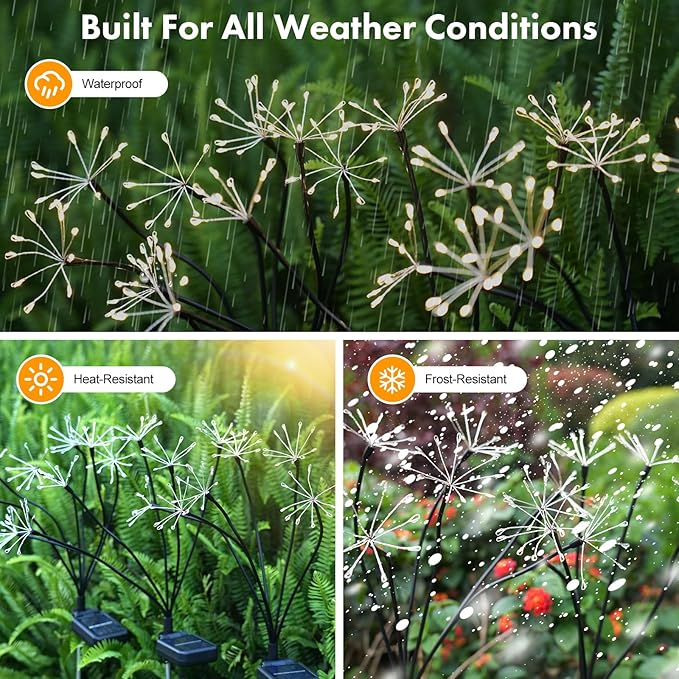 Solar Garden Lights 2 Pack Twinkling Solar Firework Lights - Image 5