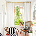 RYB HOME Linen Sheer Outdoor Curtains 84 inch Length 2 Panels Set, Lightweight by RYBHOME