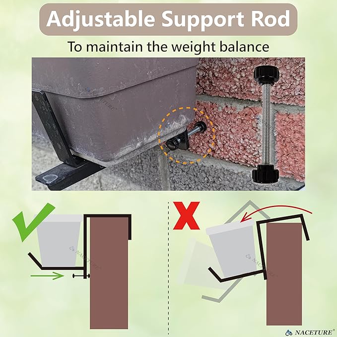 Window Box Brackets for Railing- 2 Pcs Adjustable Planter - Image 4