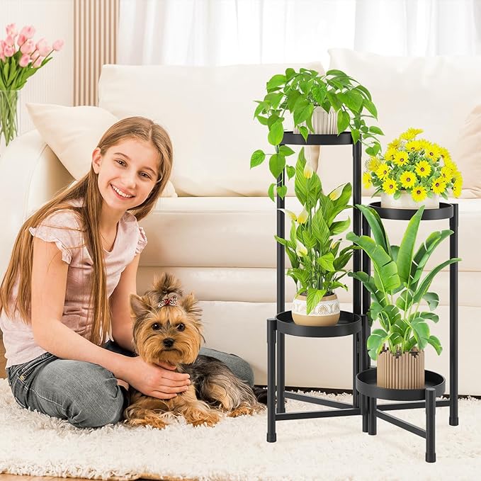 iDavosic.ly Plant Stand Indoor Outdoor, 4 Tier Corner Metal Flower Display - Image 9