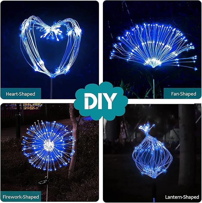 JJGoo Solar Firework Lights, 2 Pack 150 LEDs 2 Lighting Modes Solar Lights - Image 4