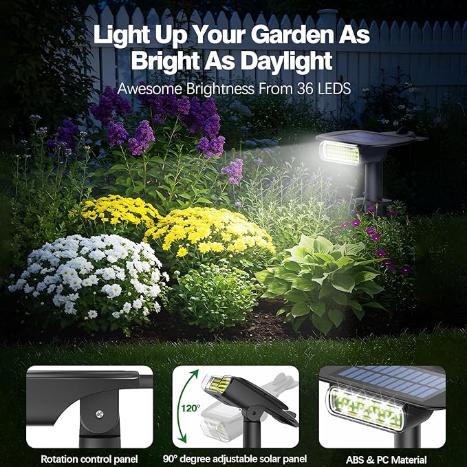 4 Pack Solar Spot Lights Outdoor Waterproof IP68, Auto On/Off Bright Solar - Image 3