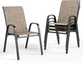 PHI VILLA Patio Chairs Set of 4, Outdoor Stackable Dining Chairs by PHIVILLAThepioneerofcomfortablehouseholdsupplies