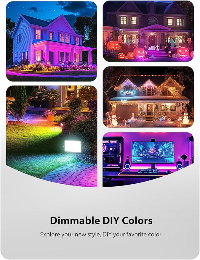 Onforu LED Flood Light Outdoor, 150W Color Changing RGBW Floodlight - Image 3