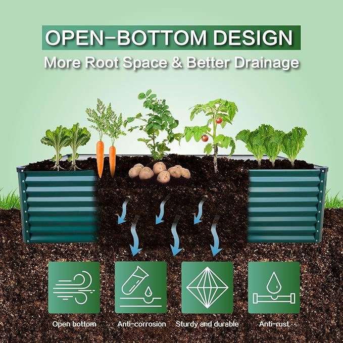 GARDMAX 8x4x2FT Galvanized Raised Garden Bed Kit, Metal Planter Boxes Outdoor - Image 2
