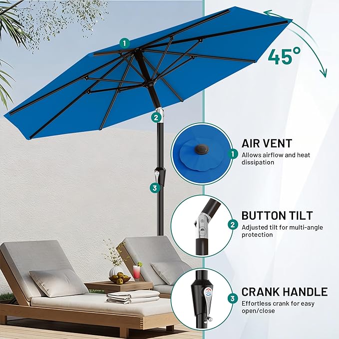 AreShark 9 FT Patio Umbrella for Outdoor, Outdoor Table Umbrella - Image 5