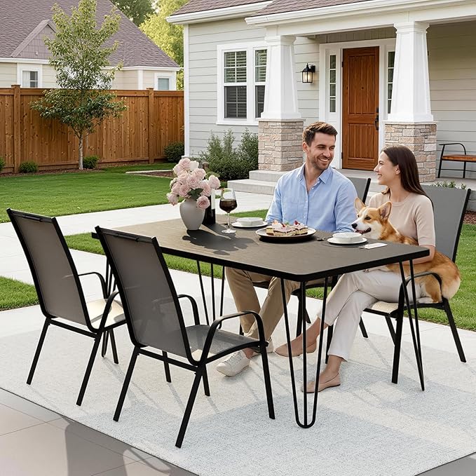 JEAREY Patio Dining Chairs Set of 4, Outdoor Stackable Dining Furniture Set - Image 6