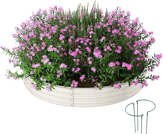 Galvanized Metal Planter Round Raised Garden Bed Kit by ZFHgarden