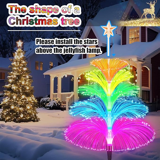 Solar Lights Outdoor Waterproof 7 Colorful Changing Ice Cream Rainbow Jellyfish - Image 6