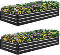 2 Pack 8×4×1ft Galvanized Metal Raised Garden Bed, Metal Planter Kit Box Outdoor by SONFILY