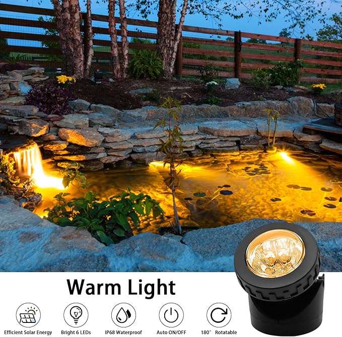 AVEKI Solar Pond Spotlights, 2 in 1 12 LED Solar Underwater Lights - Image 6