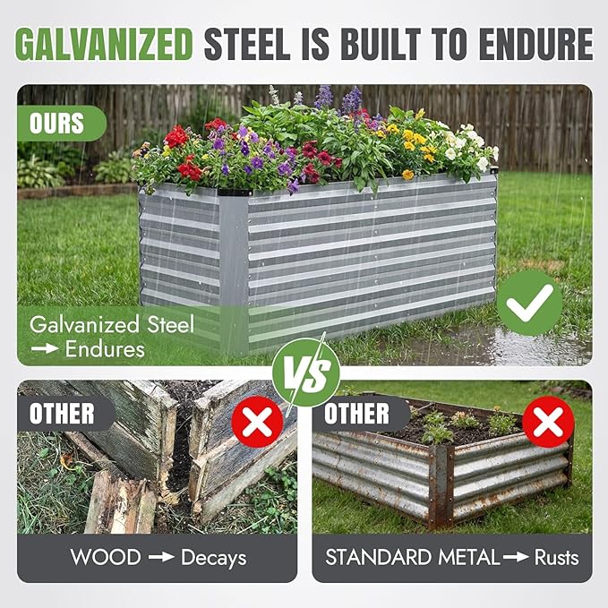INNO STAGE 4x2x2ft Galvanized Raised Garden Bed, Raised Garden Bed Kit-Metal - Image 3