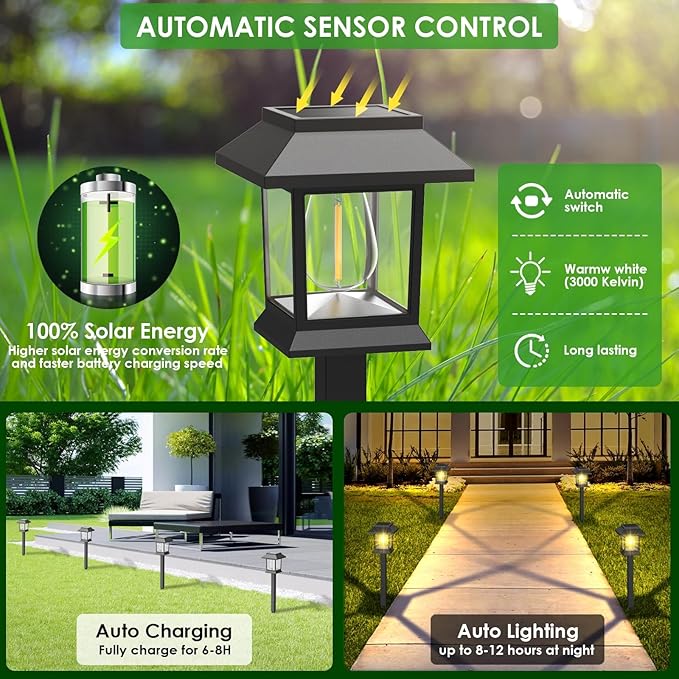 Solar Outdoor Lights, 12 Pack Solar Pathway Lights Waterproof, Landscape - Image 5