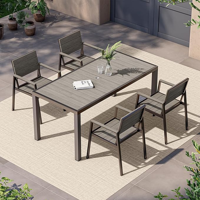 5-Piece Outdoor Dining Set, Aluminum Dining Table Set by Vexwalx