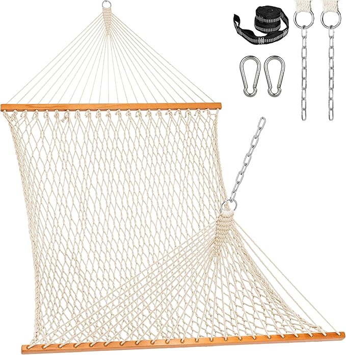 Lazy Daze Hammocks Double Rope Hammock, 2 Person Traditional Outdoor Hand Woven by LazyDazeHammocks