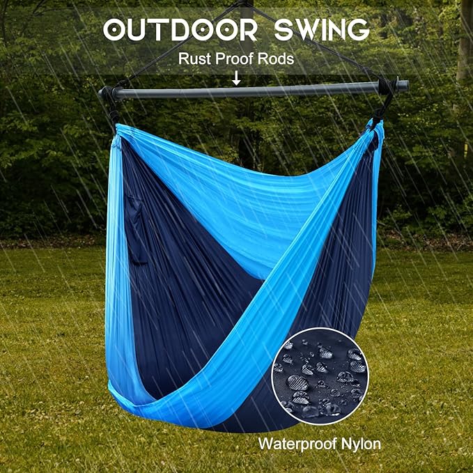 Hammock Chair, Portable Outdoor Hanging Rope Swing, Max 500 Lbs, Collapsible - Image 3