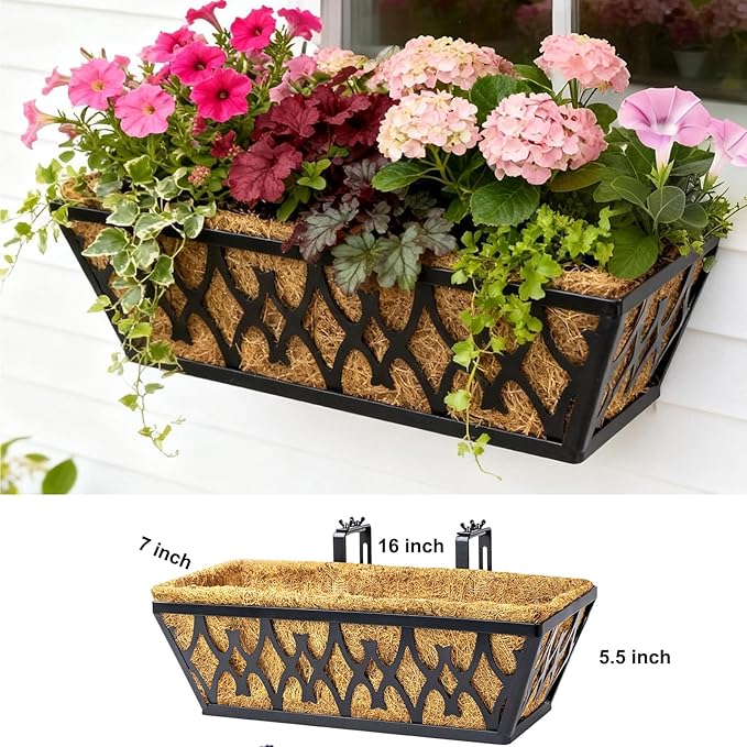 4 Pack 16 Inch Window Boxes Planters Railing Planter Box - Image 6