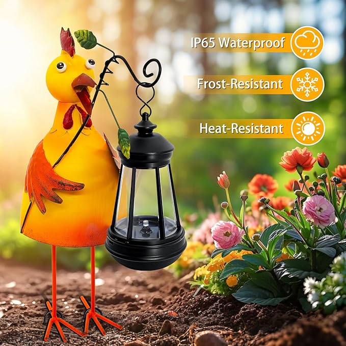 Garden Decor Chicken Solar Statues, Unique Garden Statues Chicken - Image 5