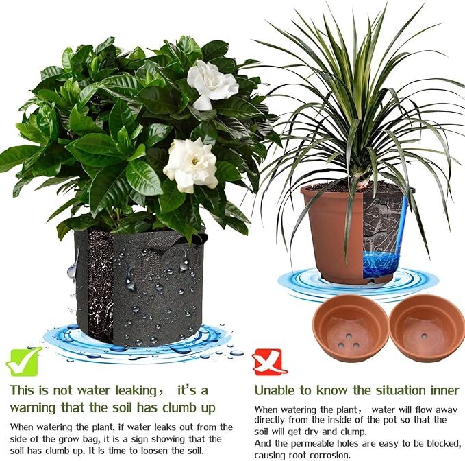 5 Pack 3 Gallon Grow Bags with Handles Garden Vegetable Flower Grow Bags - Image 4