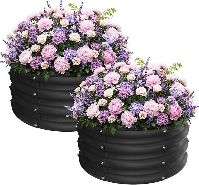 ZXZYHFTY Round Galvanized Raised Garden Bed kit, Round Large Metal Raised by ZXZYHFTY