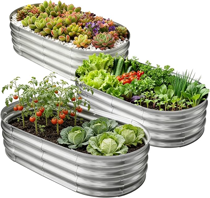 Galvanized Raised Garden Bed for Outdoor: 4X2X1ft Durable Metal Vegetable Plant by Unknown
