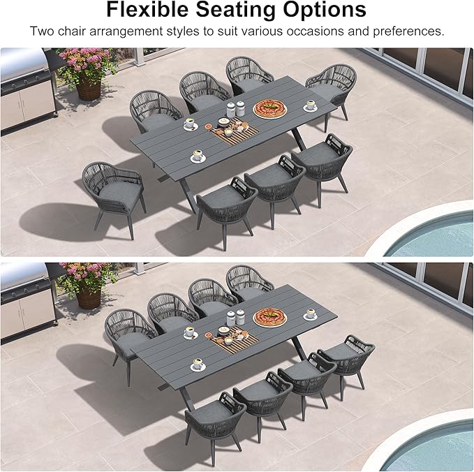 PURPLE LEAF 9 Piece Longer Patio Dining Set - Image 5